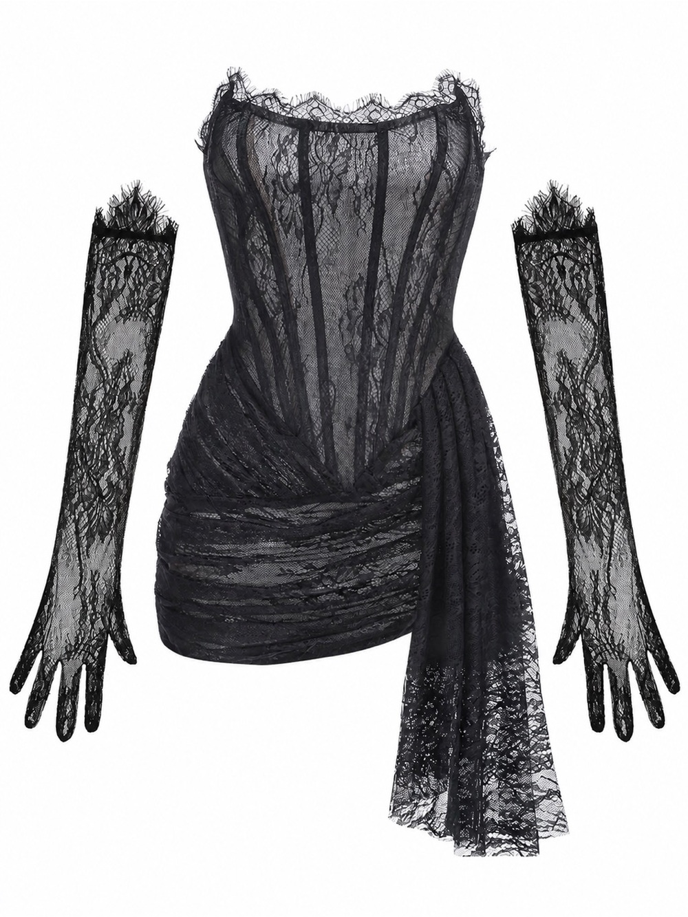 Finesse Devyn Black Lage Dress and chic Gloves 1X CR17-16‼️LAST ONE